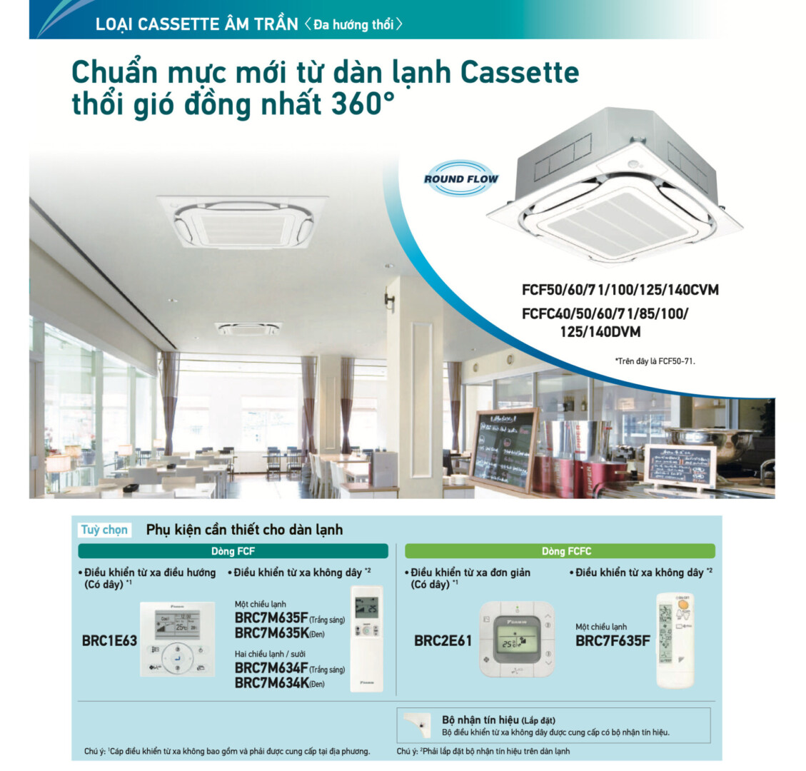Tính năng nổi bật của máy lạnh âm trần cassette Daikin 3.0 HP 3 pha