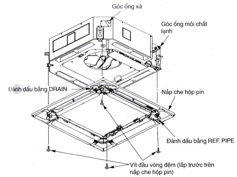Hướng dẫn lắp đặt máy lạnh âm trần cassette Daikin 3 pha