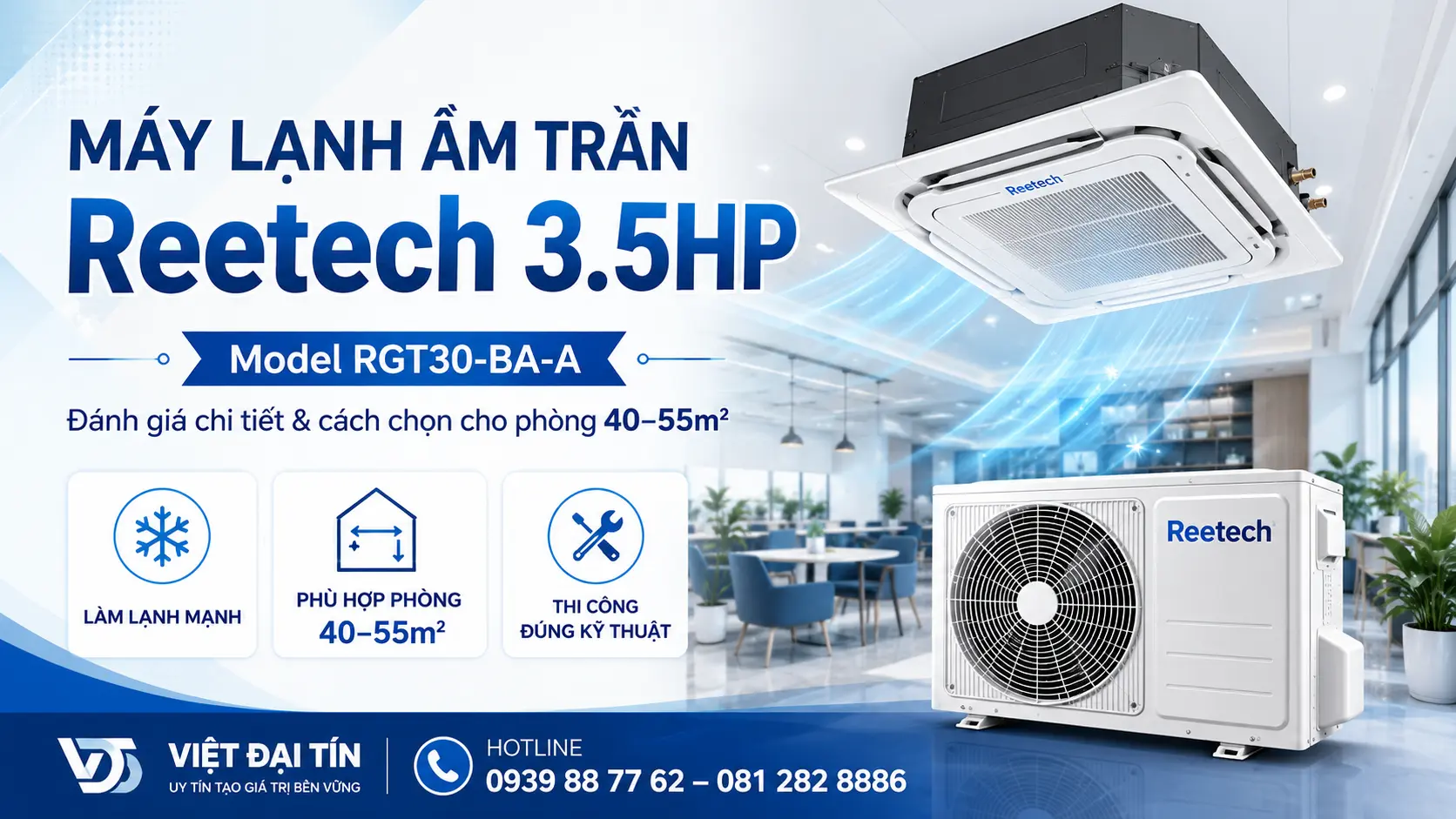 Máy Lạnh Âm Trần Reetech 3.5HP (RGT30-BA-A)